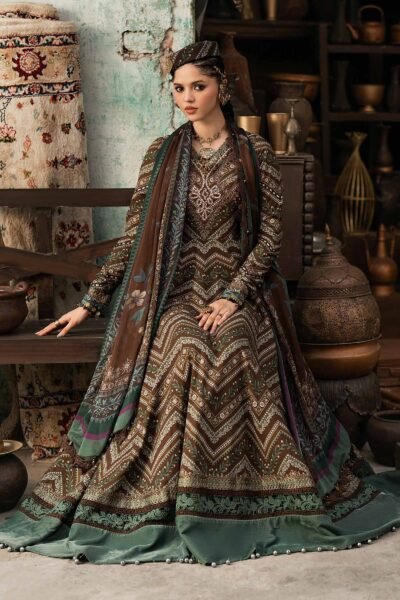 M Prints Maria B | Embroidered Cambric Suit – Brown (MPT-3107-A)