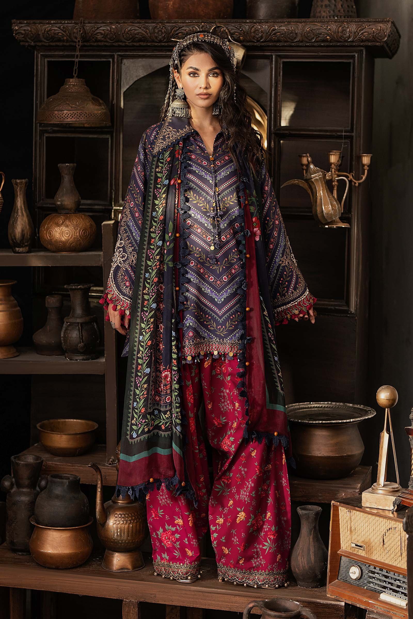 M Prints Maria B | Embroidered Cambric Suit – Blue (MPT-3107-B) - Image 3