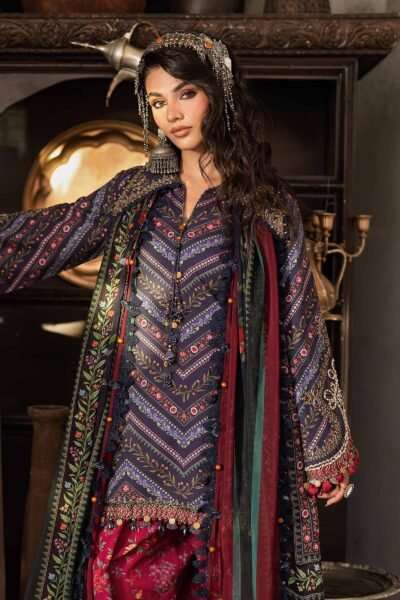 M Prints Maria B | Embroidered Cambric Suit – Blue (MPT-3107-B)