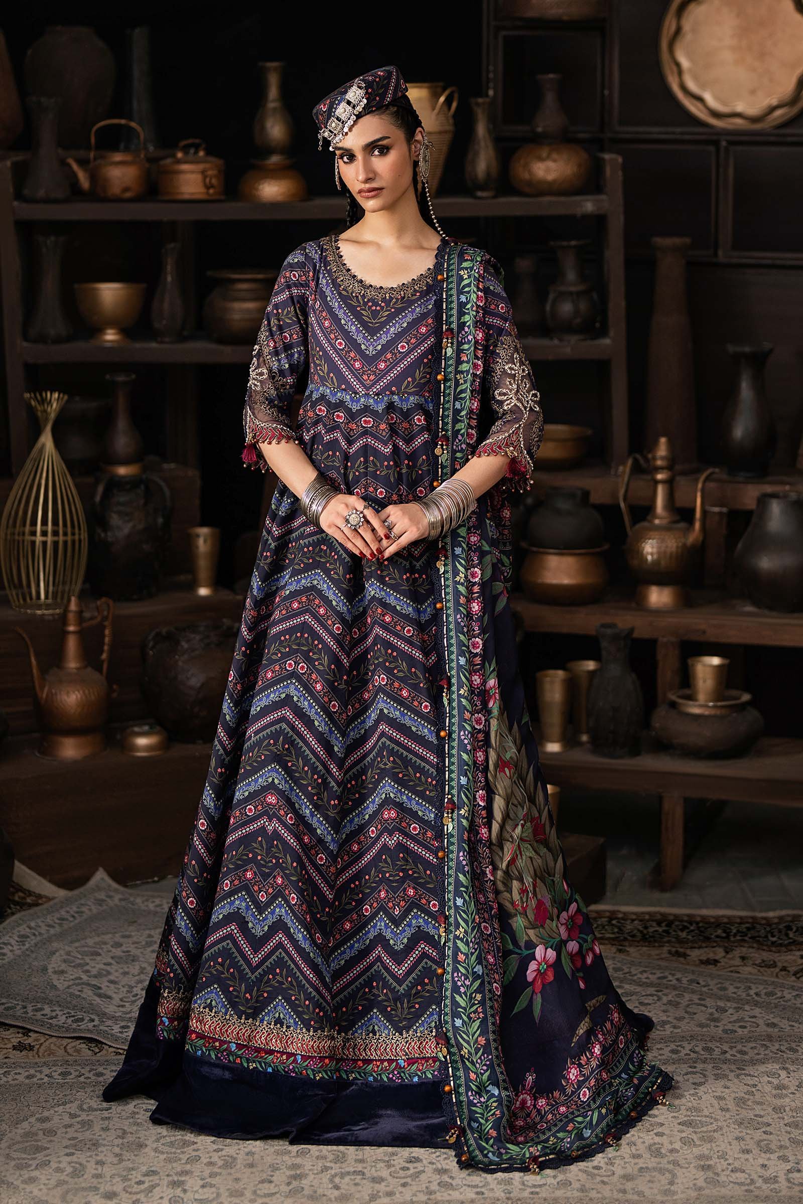 M Prints Maria B | Embroidered Cambric Suit – Blue (MPT-3107-B) - Image 4