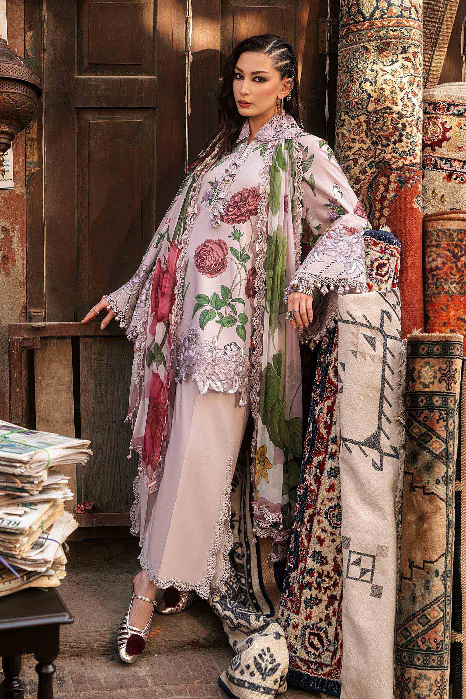 M Prints Maria B | Embroidered Cambric Suit – Lilac (MPT-3109-A) - Image 4
