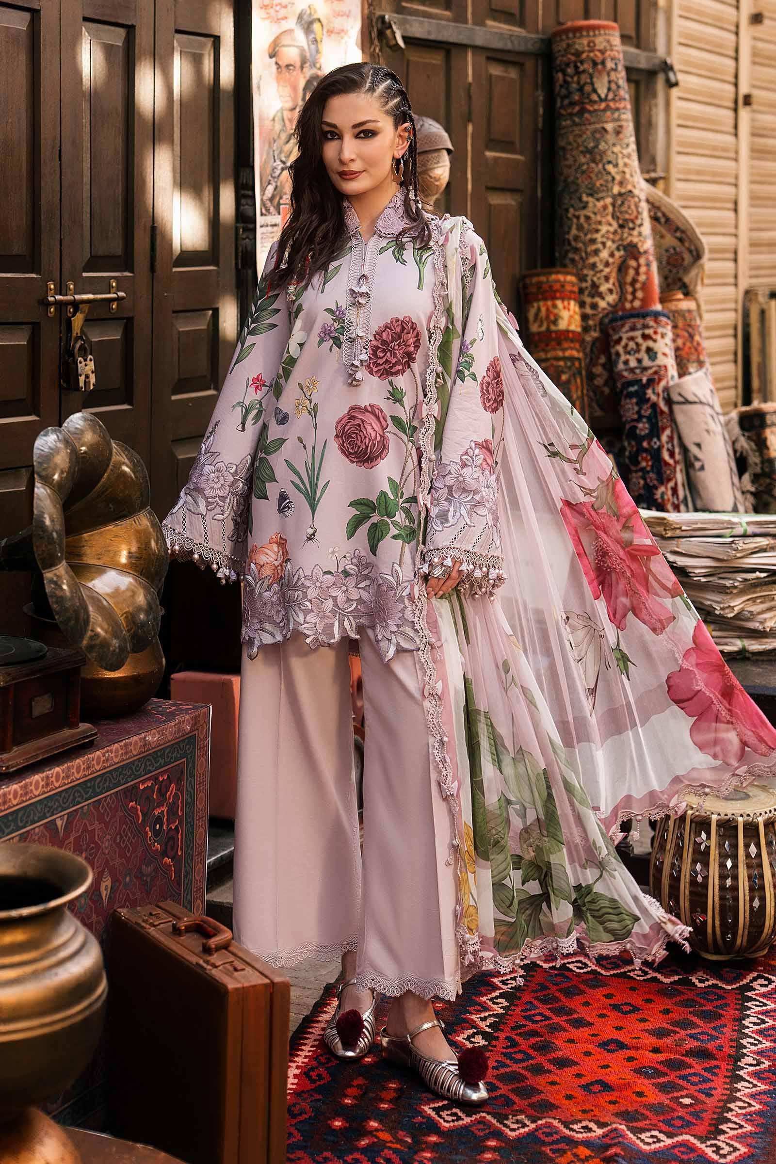 M Prints Maria B | Embroidered Cambric Suit – Lilac (MPT-3109-A) - Image 3