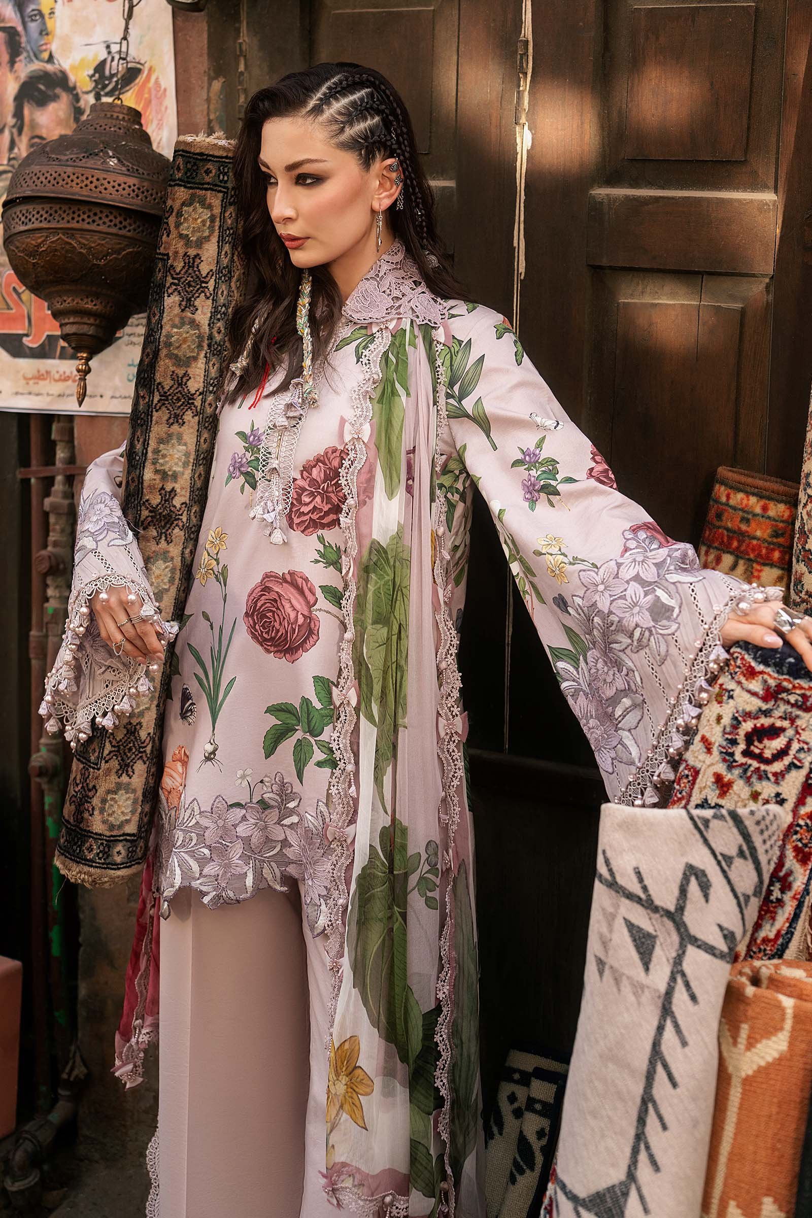 M Prints Maria B | Embroidered Cambric Suit – Lilac (MPT-3109-A) - Image 2
