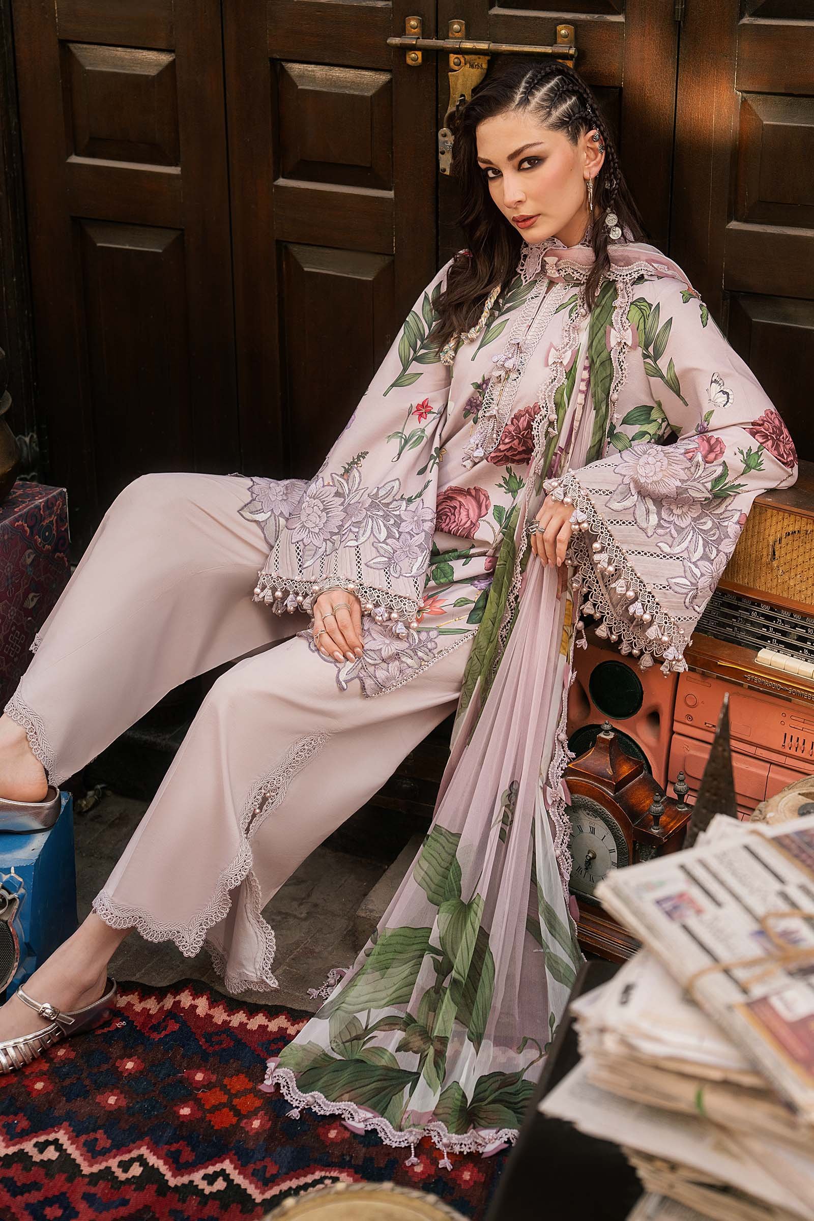 M Prints Maria B | Embroidered Cambric Suit – Lilac (MPT-3109-A)