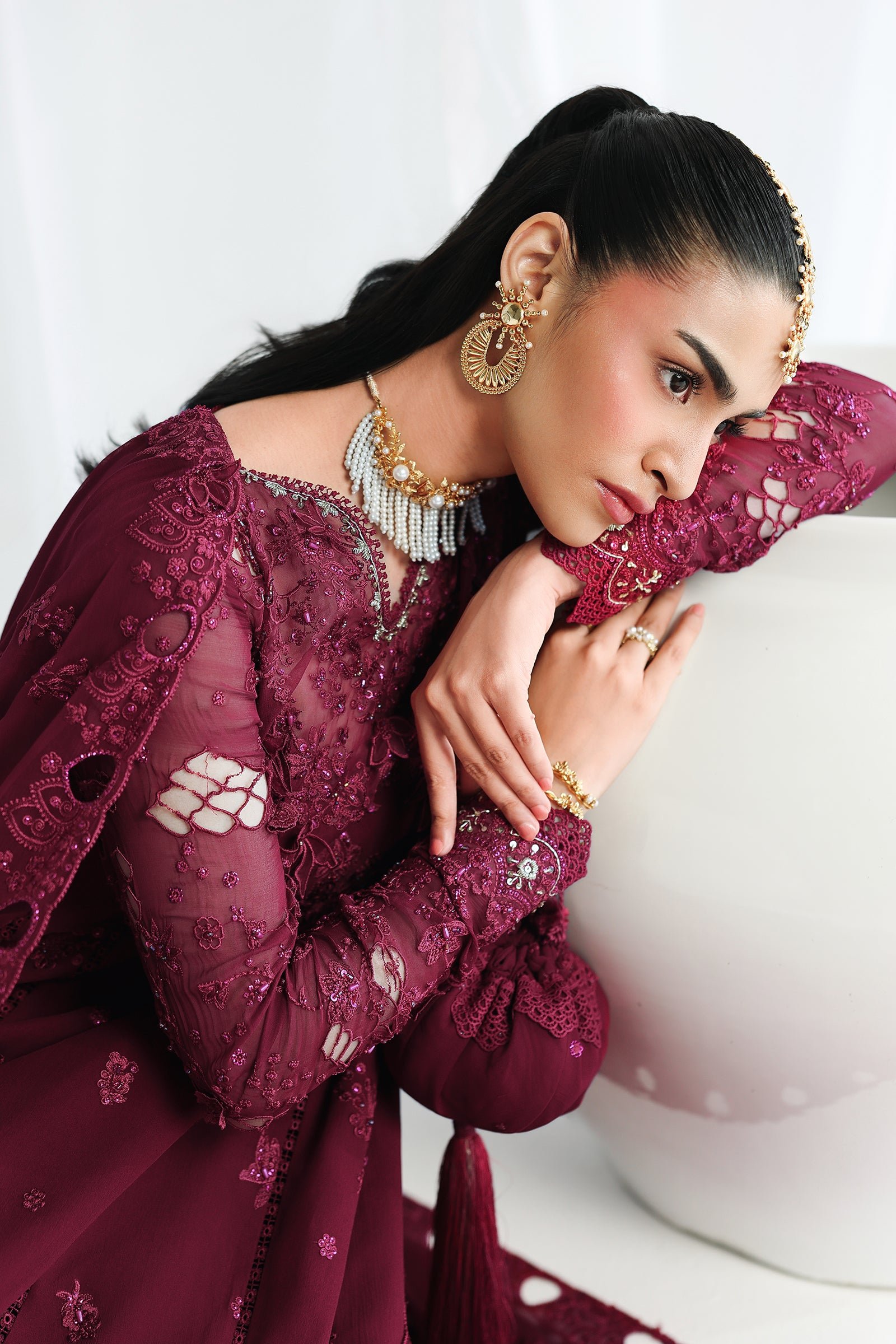 Qalamkar Chiffon Collection QCC-03 WAFA - Image 4
