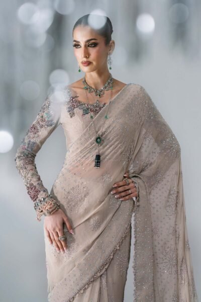 Maria B Mbroidered BD-3103 Unstitched Embroidered Chiffon Saree