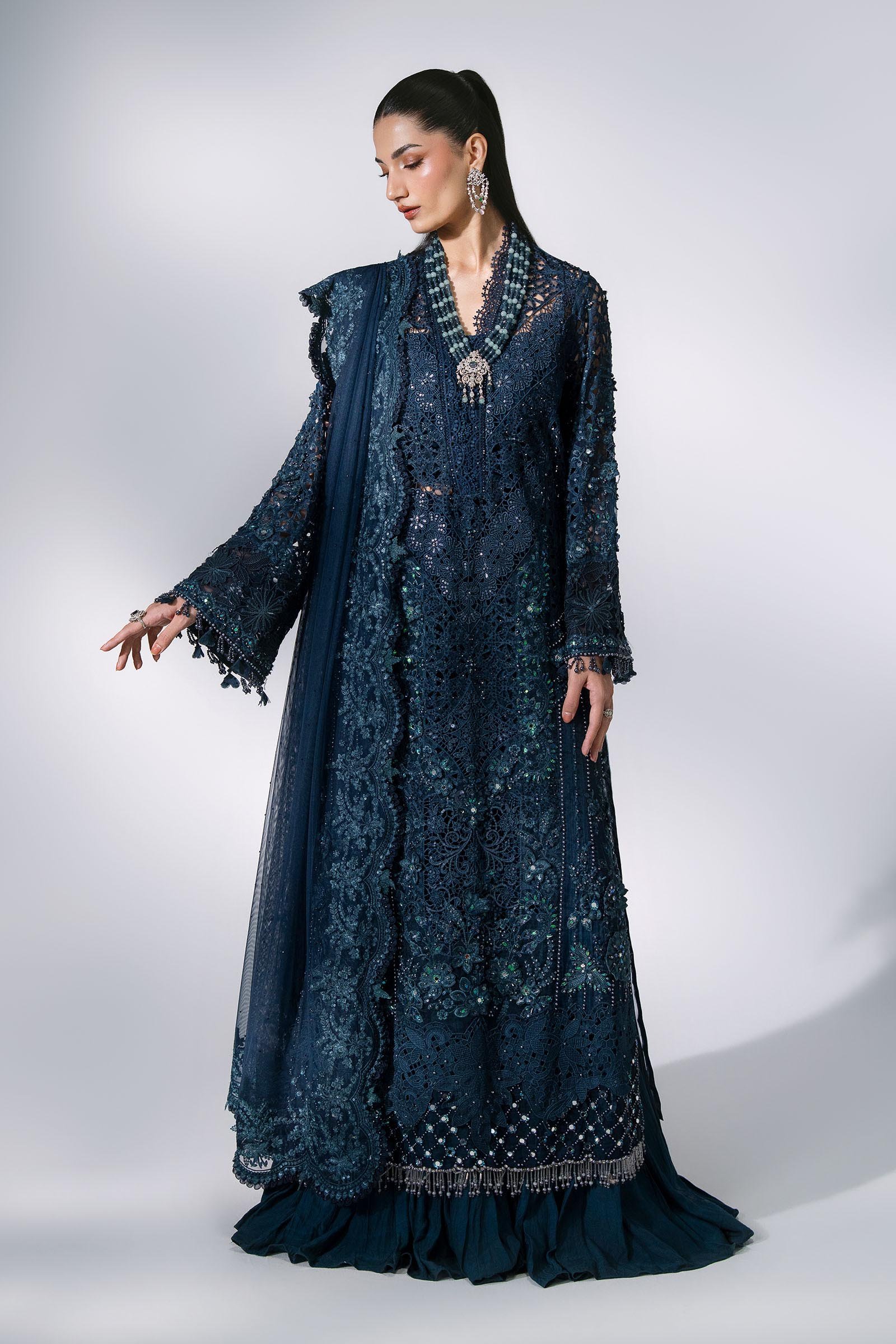 Maria B Mbroidered BD-3106 3 Piece Unstitched Embroidered Organza Suit - Image 4