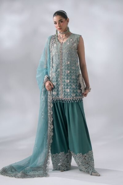 Maria B Mbroidered BD-3107 3 Piece Unstitched Embroidered Organza Suit